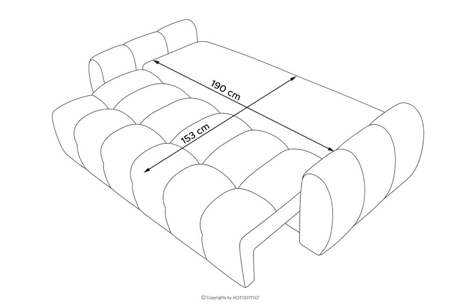 HELLA Pikowana sofa trzyosobowa z funkcją spania w tkaninie plecionej stalowy stalowy - zdjęcie 19