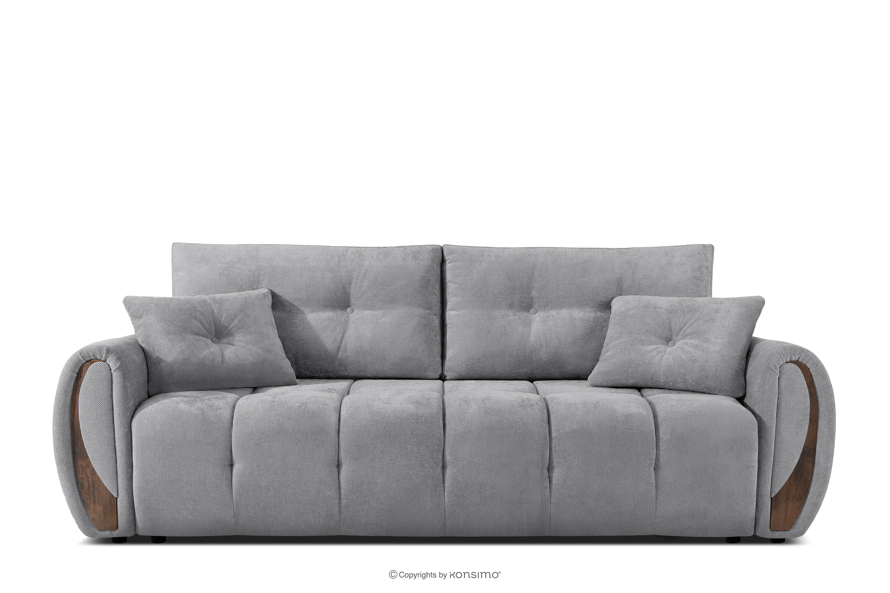 Sofa trzyosobowa z pikowaniem w tkaninie plecionej szary