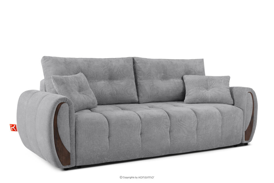 NILO Sofa trzyosobowa z pikowaniem w tkaninie plecionej szary szary - zdjęcie 2