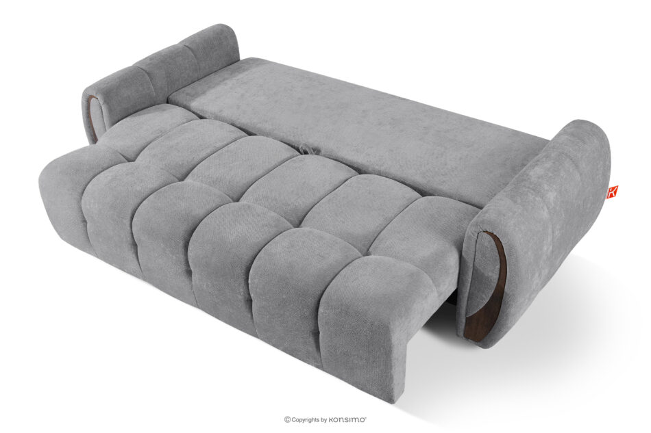 NILO Sofa trzyosobowa z pikowaniem w tkaninie plecionej szary szary - zdjęcie 4