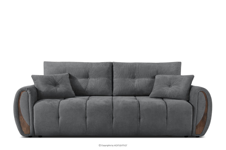 NILO Sofa trzyosobowa z pikowaniem w tkaninie plecionej ciemny szary ciemny szary - zdjęcie 0