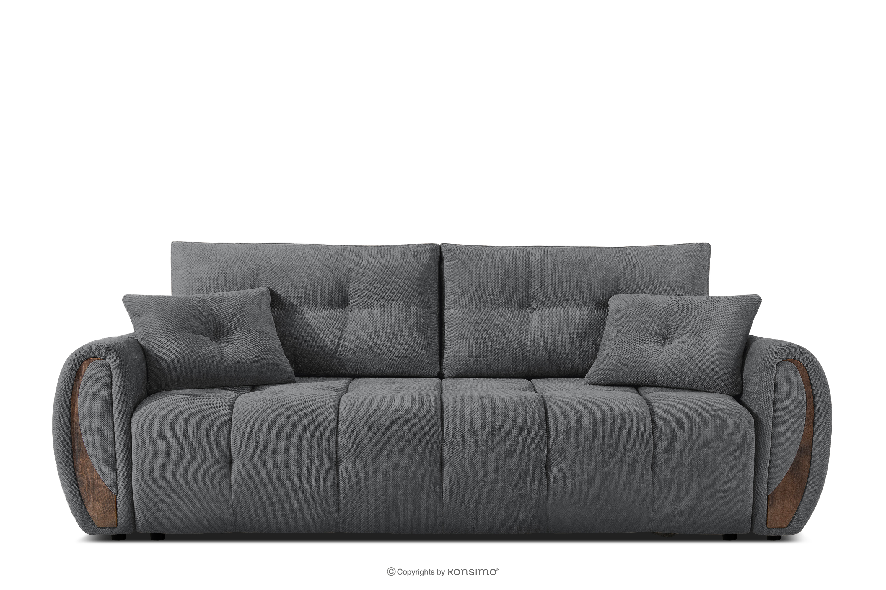 Sofa trzyosobowa z pikowaniem w tkaninie plecionej ciemny szary