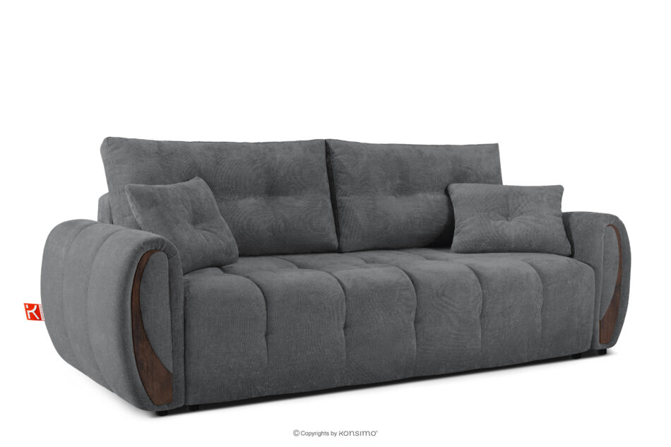NILO Sofa trzyosobowa z pikowaniem w tkaninie plecionej ciemny szary ciemny szary - zdjęcie 2