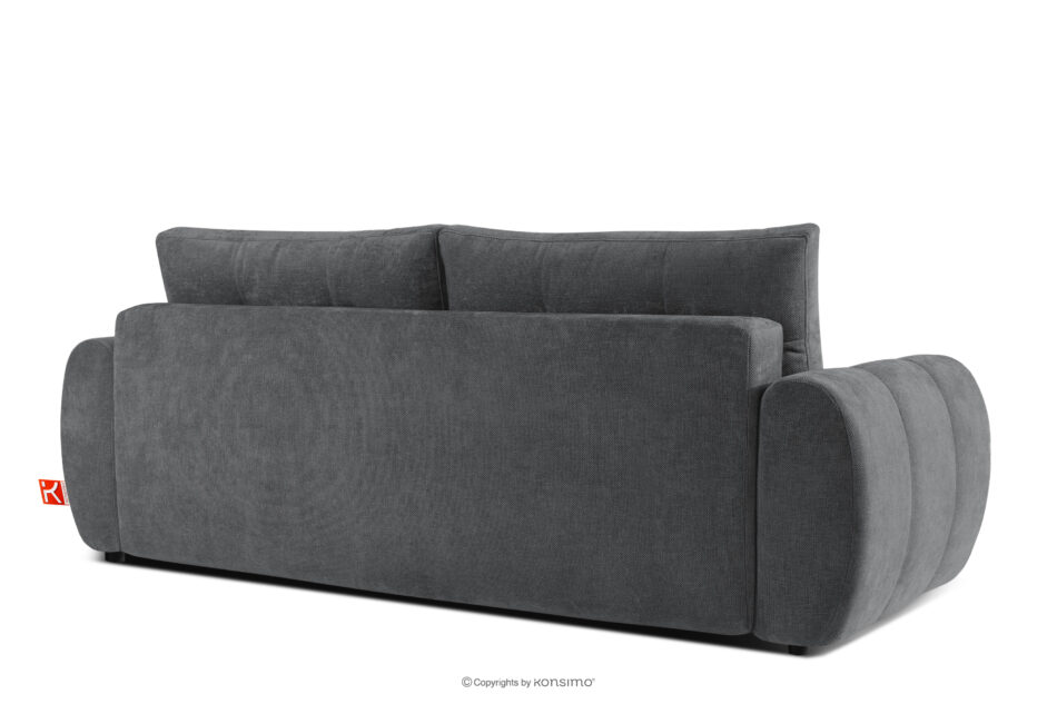 NILO Sofa trzyosobowa z pikowaniem w tkaninie plecionej ciemny szary ciemny szary - zdjęcie 3