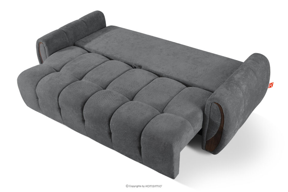 NILO Sofa trzyosobowa z pikowaniem w tkaninie plecionej ciemny szary ciemny szary - zdjęcie 4