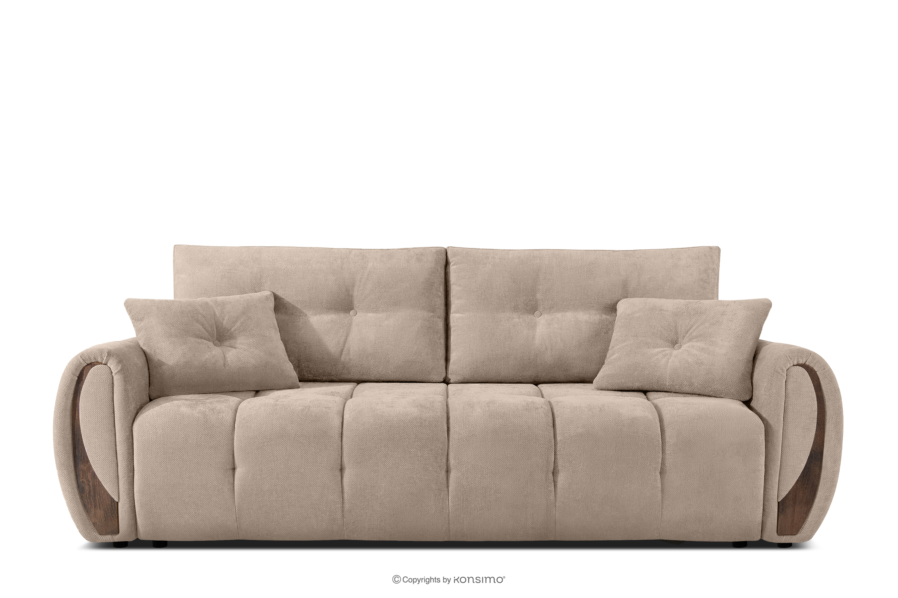 Sofa trzyosobowa z pikowaniem w tkaninie plecionej jasny beżowy