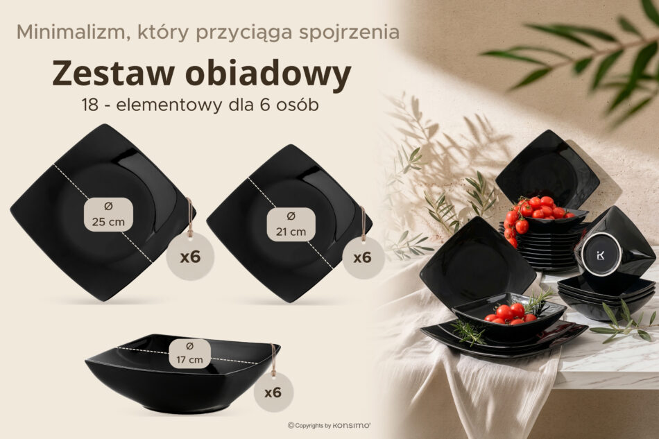 EPIRI Zestaw obiadowy, 6 os. (18el) czarny - zdjęcie 8