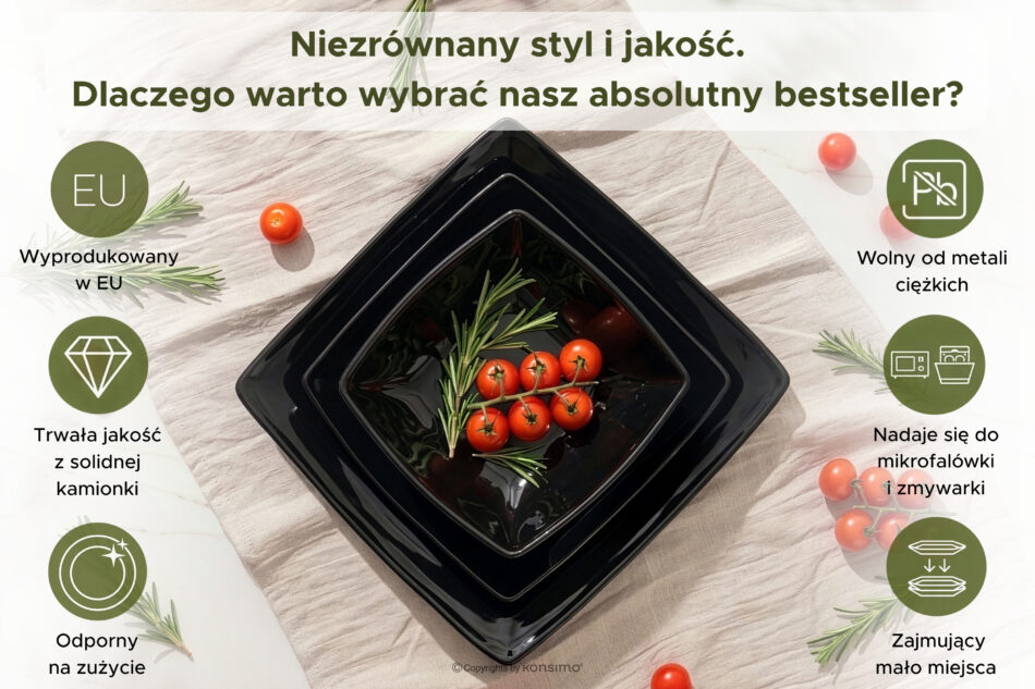 EPIRI Zestaw obiadowy, 6 os. (18el) czarny - zdjęcie 9