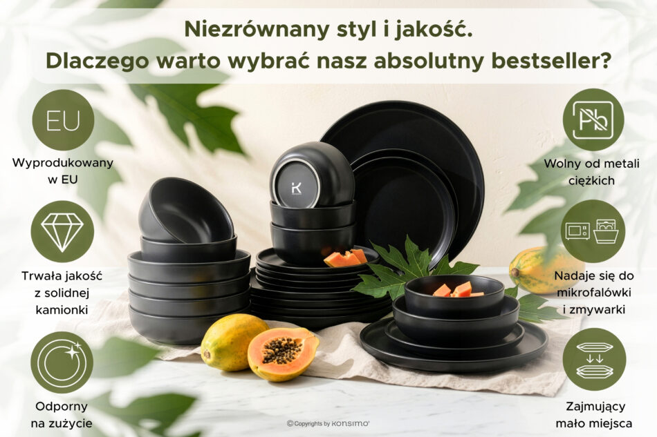 VICTO Talerz obiadowy czarny/matowy - zdjęcie 5