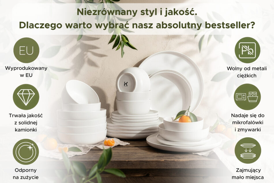 VICTO Talerz głęboki biały/matowy - zdjęcie 5
