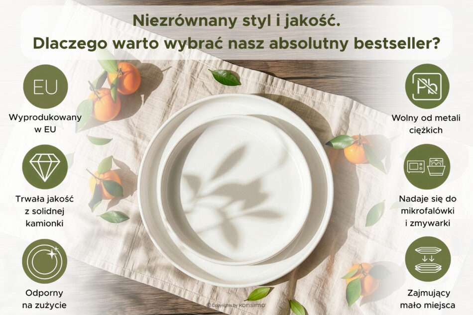 VICTO Zestaw obiadowy 6os. (18 el.) biały biały - zdjęcie 9