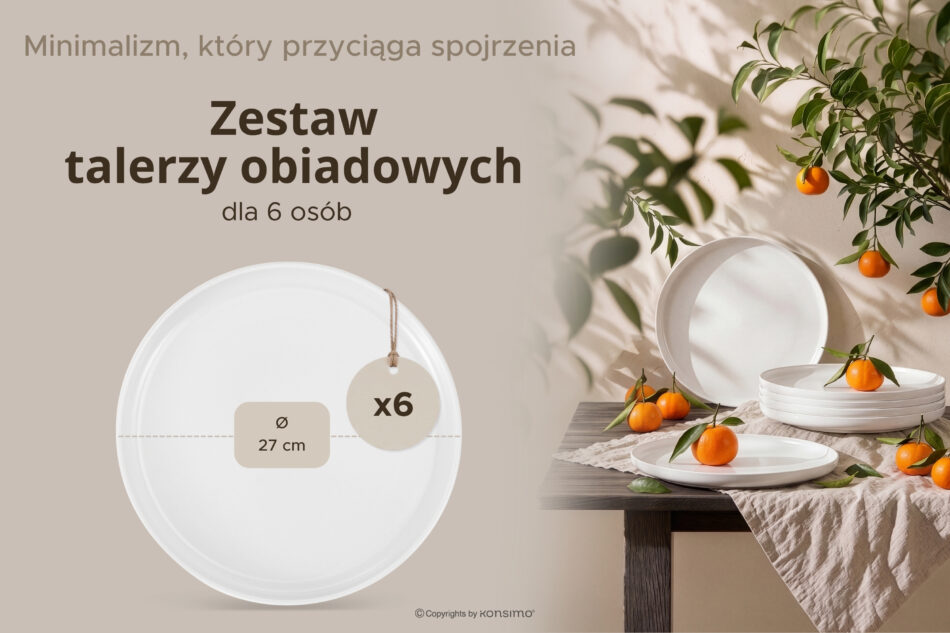 VICTO Zestaw talerzy obiadowych na 6 osób biały biały/matowy - zdjęcie 7