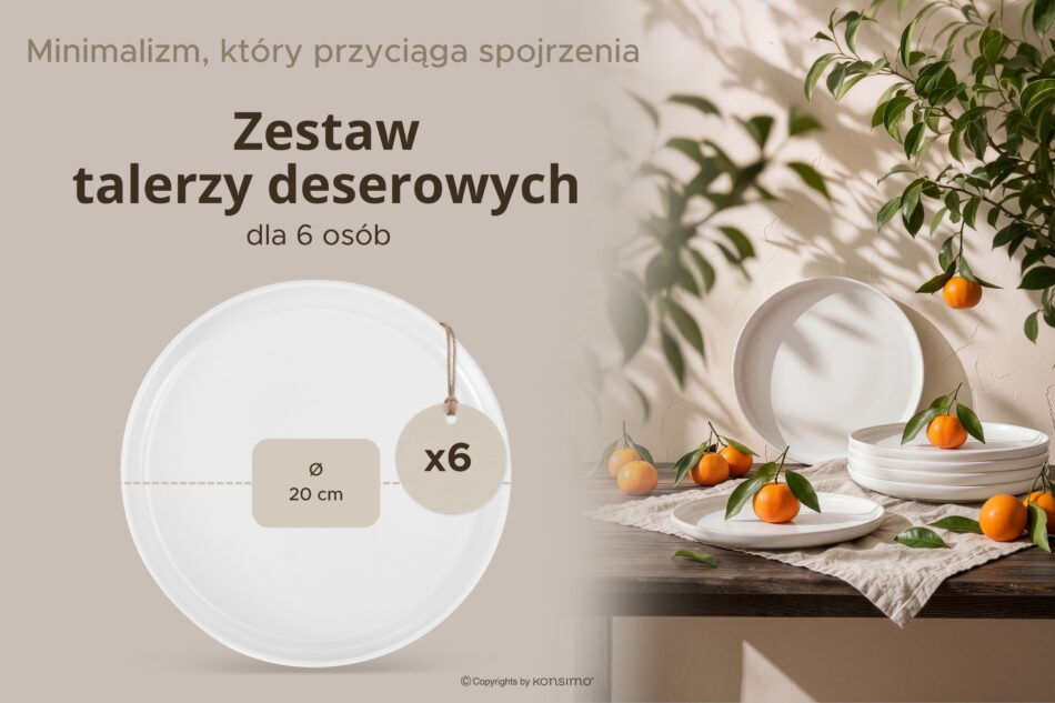 VICTO Zestaw talerzy deserowych na 6 osób biały biały/matowy - zdjęcie 7