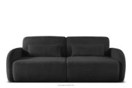 Sofa rozkładana trzyosobowa zaokrąglona w tkaninie shaggy antracytowy