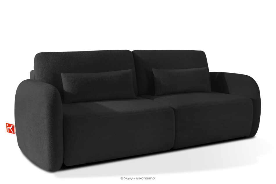 CALICO Sofa rozkładana trzyosobowa zaokrąglona w tkaninie shaggy antracytowy antracytowy - zdjęcie 2