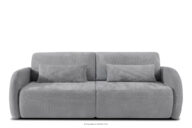 Sofa trzyosobowa zaokrąglony kształt w tkaninie plecionej szary