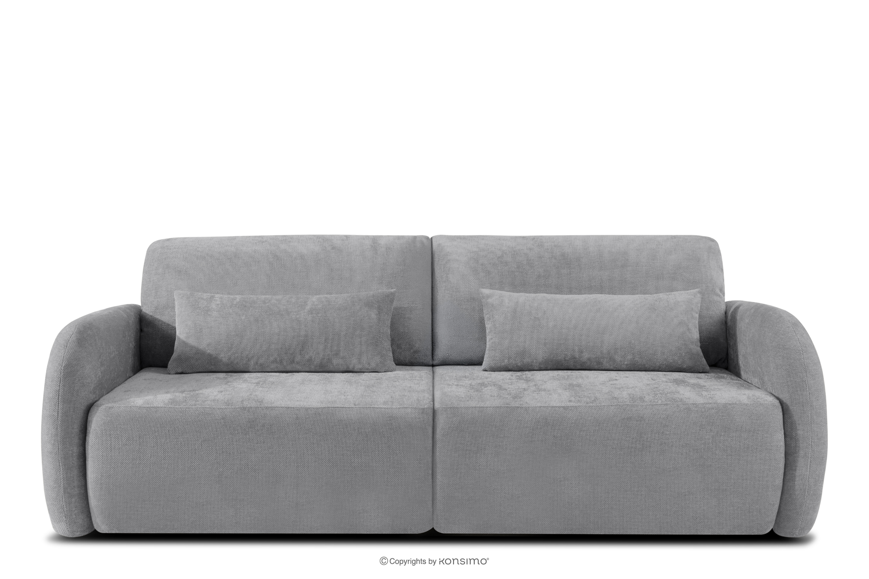 Sofa trzyosobowa zaokrąglony kształt w tkaninie plecionej szary CALICO
