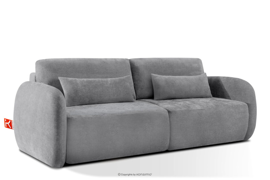 CALICO Sofa trzyosobowa zaokrąglony kształt w tkaninie plecionej szary szary - zdjęcie 2