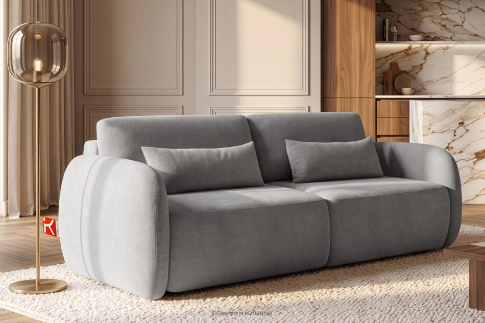CALICO Sofa trzyosobowa zaokrąglony kształt w tkaninie plecionej szary szary - zdjęcie 15