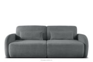 Sofa rozkładana trzyosobowa zaokrąglona w tkaninie shaggy stalowy