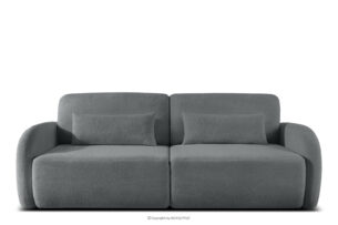 CALICO, https://konsimo.pl/kolekcja/calico/ Sofa rozkładana trzyosobowa zaokrąglona w tkaninie shaggy stalowy stalowy - zdjęcie