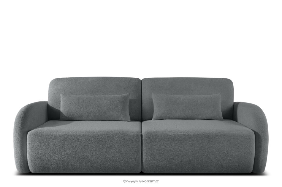 CALICO Sofa rozkładana trzyosobowa zaokrąglona w tkaninie shaggy stalowy stalowy - zdjęcie 0