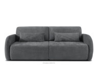 Sofa trzyosobowa zaokrąglony kształt w tkaninie plecionej ciemny szary