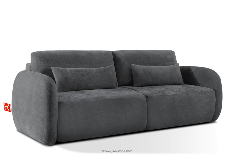 CALICO Sofa trzyosobowa zaokrąglony kształt w tkaninie plecionej ciemny szary ciemny szary - zdjęcie 2