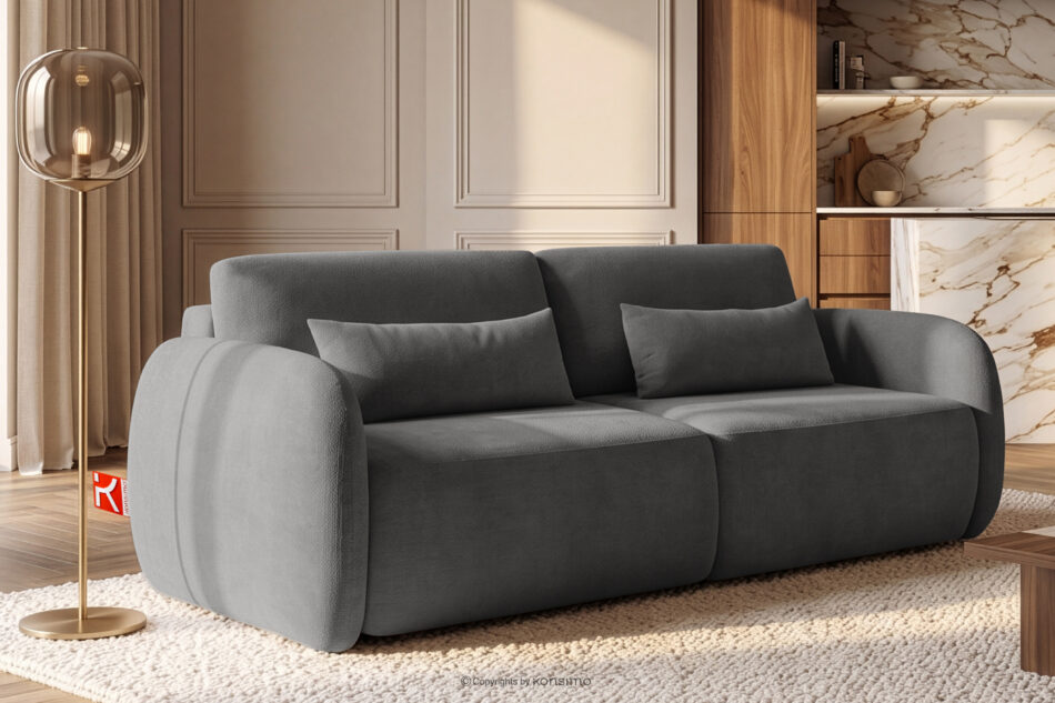 CALICO Sofa trzyosobowa zaokrąglony kształt w tkaninie plecionej ciemny szary ciemny szary - zdjęcie 15