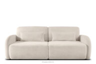 Sofa rozkładana trzyosobowa zaokrąglona w tkaninie shaggy kremowy