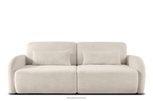 CALICO, https://konsimo.pl/kolekcja/calico/ Sofa rozkładana trzyosobowa zaokrąglona w tkaninie shaggy kremowy kremowy - zdjęcie