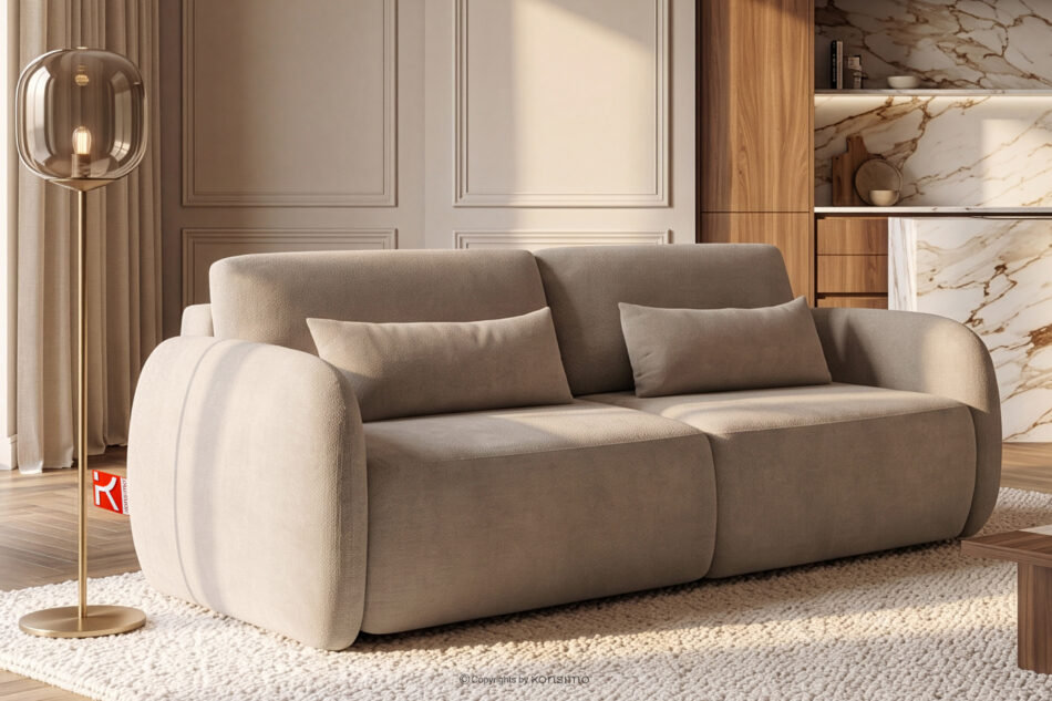 CALICO Sofa trzyosobowa zaokrąglony kształt w tkaninie plecionej jasny beżowy jasny beżowy - zdjęcie 15
