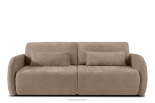 CALICO, https://konsimo.pl/kolekcja/calico/ Sofa trzyosobowa zaokrąglony kształt w tkaninie plecionej ciemny beżowy ciemny beżowy - zdjęcie