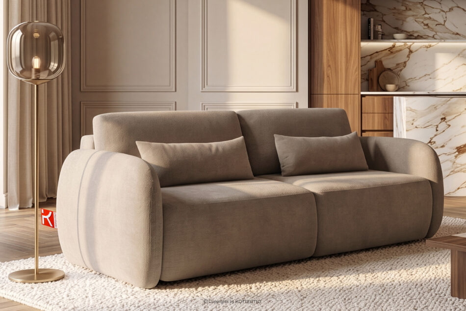 CALICO Sofa trzyosobowa zaokrąglony kształt w tkaninie plecionej ciemny beżowy ciemny beżowy - zdjęcie 15