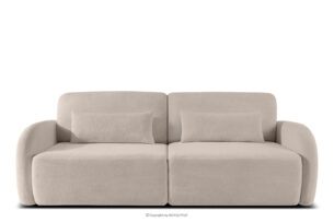 CALICO, https://konsimo.pl/kolekcja/calico/ Sofa rozkładana trzyosobowa zaokrąglona w tkaninie shaggy chłodny beżowy chłodny beżowy - zdjęcie