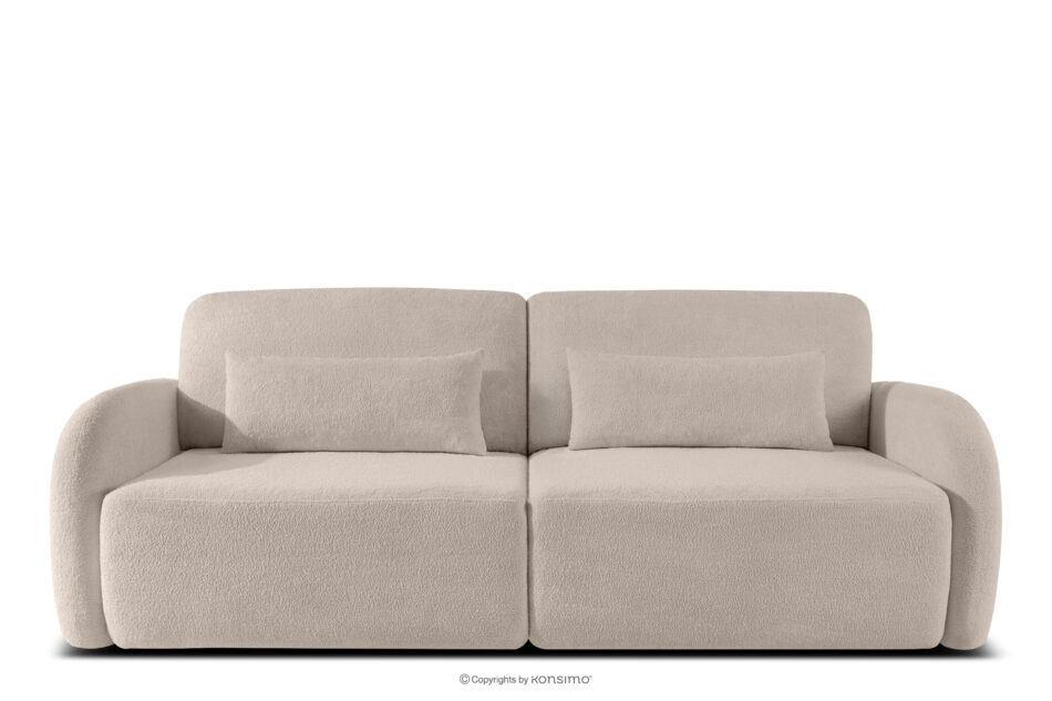 CALICO Sofa rozkładana trzyosobowa zaokrąglona w tkaninie shaggy chłodny beżowy chłodny beżowy - zdjęcie 0