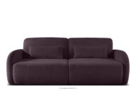 Sofa rozkładana trzyosobowa zaokrąglona w tkaninie shaggy ciemny śliwkowy