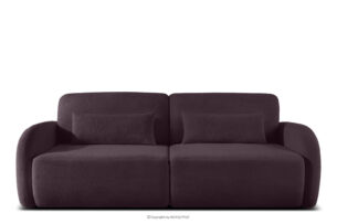 CALICO, https://konsimo.pl/kolekcja/calico/ Sofa rozkładana trzyosobowa zaokrąglona w tkaninie shaggy ciemny śliwkowy ciemny śliwkowy - zdjęcie