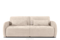 Sofa trzyosobowa zaokrąglony kształt w tkaninie plecionej ecru