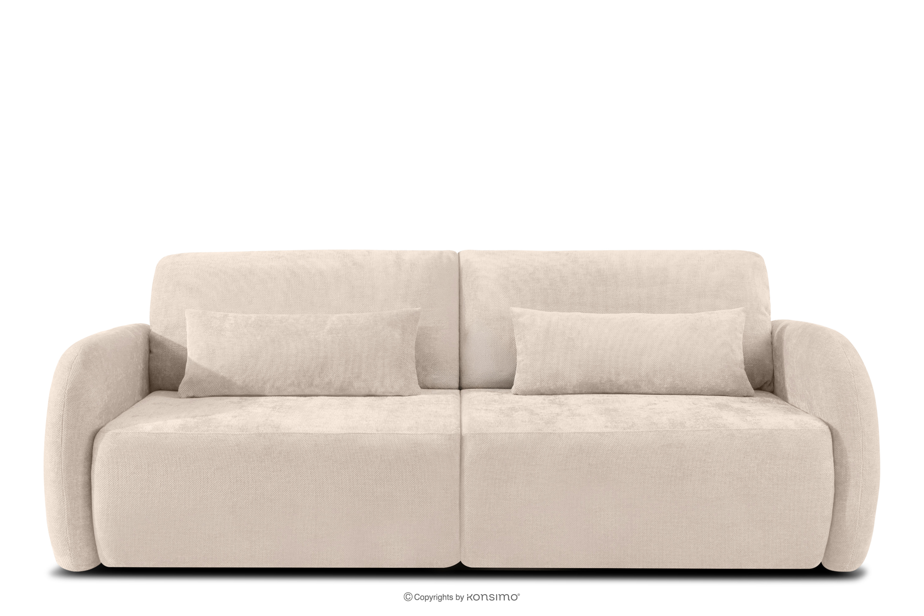 Sofa trzyosobowa zaokrąglony kształt w tkaninie plecionej ecru CALICO