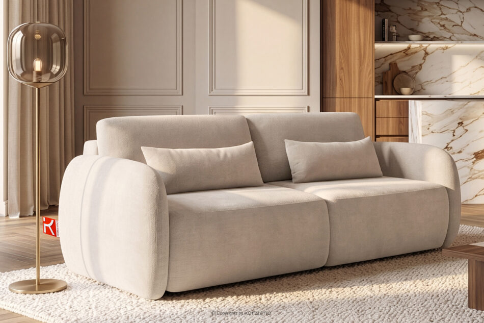 CALICO Sofa trzyosobowa zaokrąglony kształt w tkaninie plecionej ecru ecru - zdjęcie 15