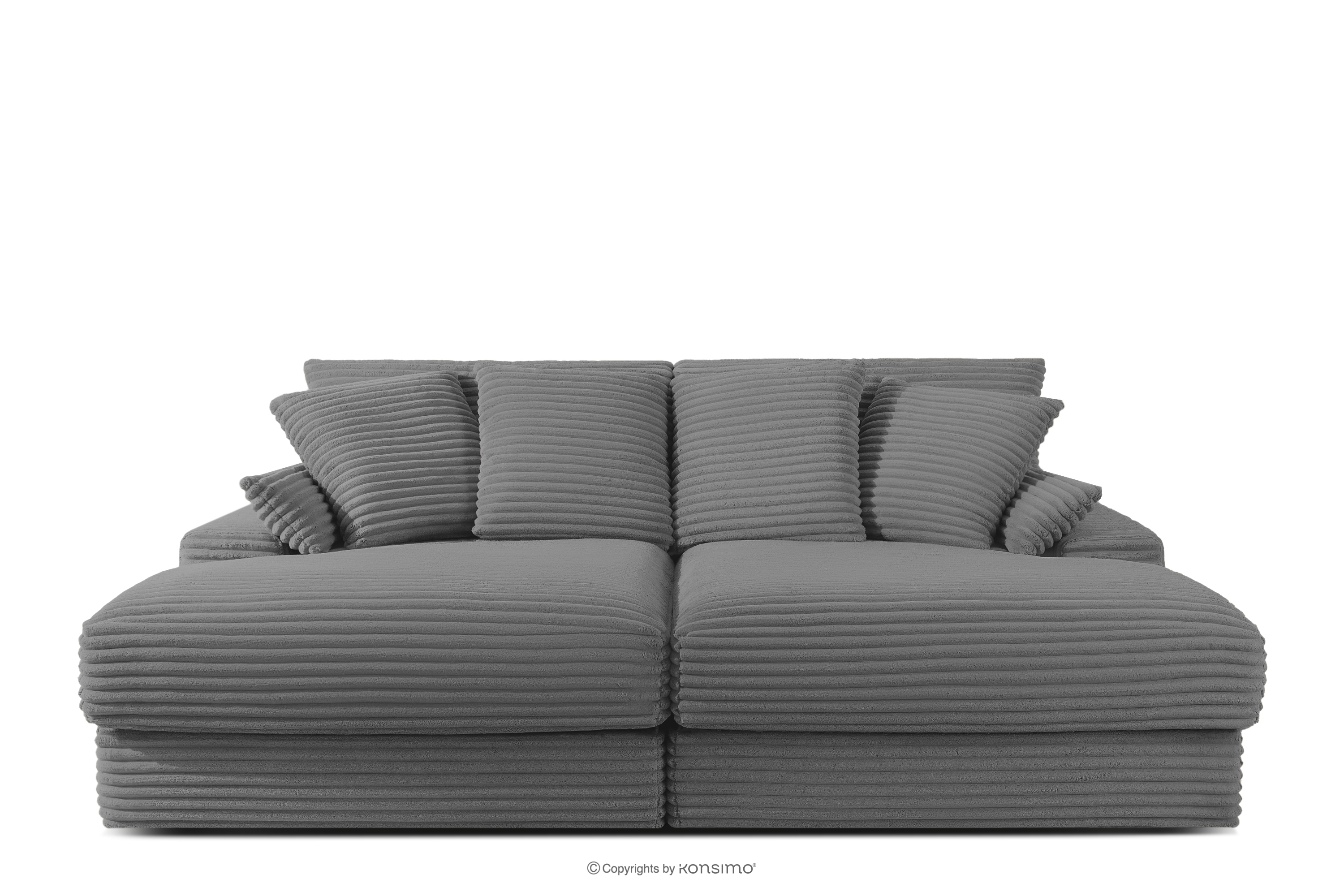 Sofa z głębokim siedziskiem trzyosobowa w tkaninie sztruks szary ACERA