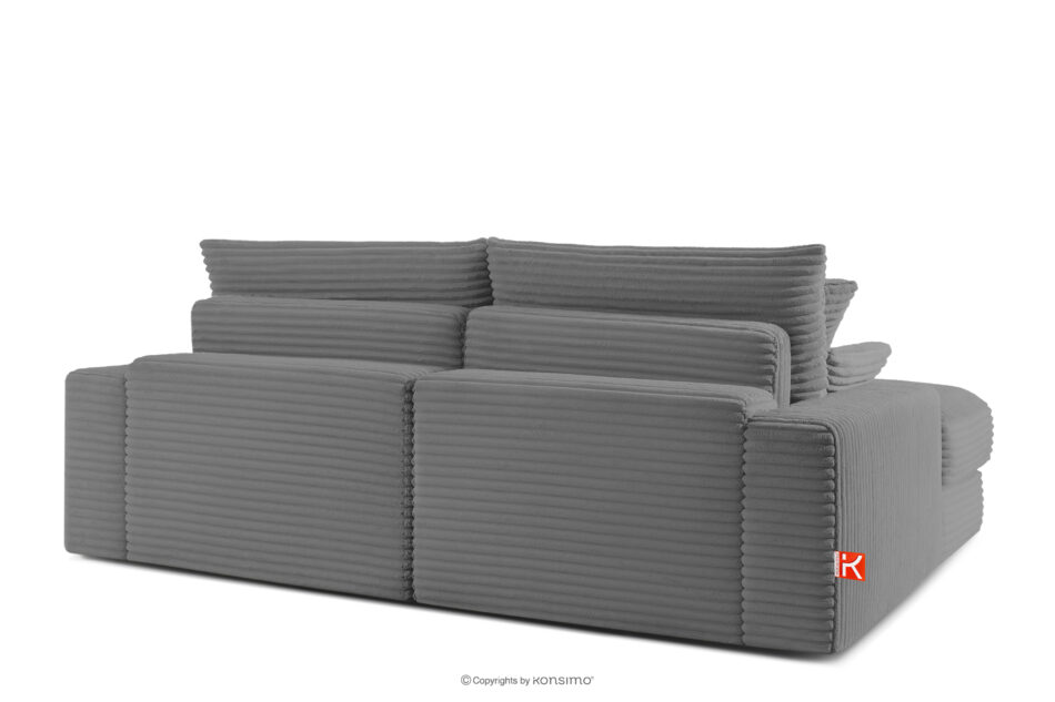 ACERA Sofa z głębokim siedziskiem trzyosobowa w tkaninie sztruks szary szary - zdjęcie 3