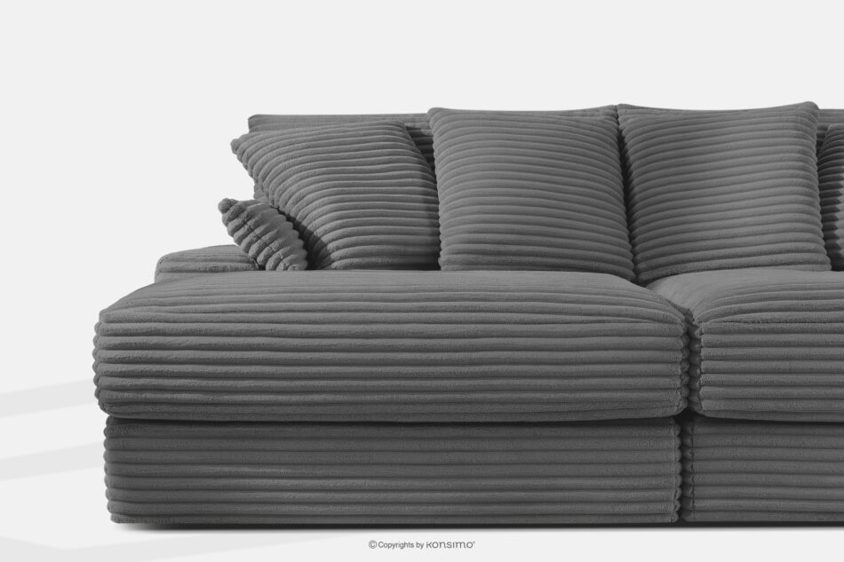 ACERA Sofa z głębokim siedziskiem trzyosobowa w tkaninie sztruks szary szary - zdjęcie 5