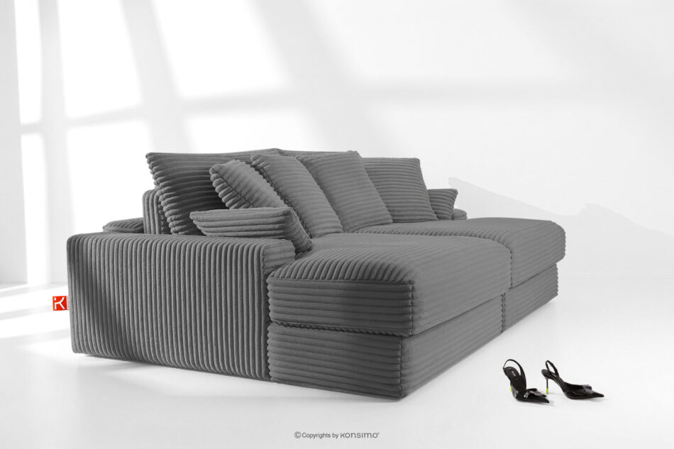 ACERA Sofa z głębokim siedziskiem trzyosobowa w tkaninie sztruks szary szary - zdjęcie 11