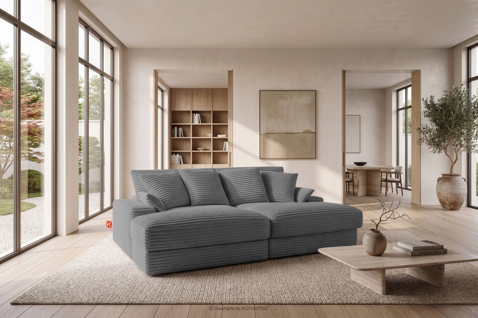 ACERA Sofa z głębokim siedziskiem trzyosobowa w tkaninie sztruks szary szary - zdjęcie 12