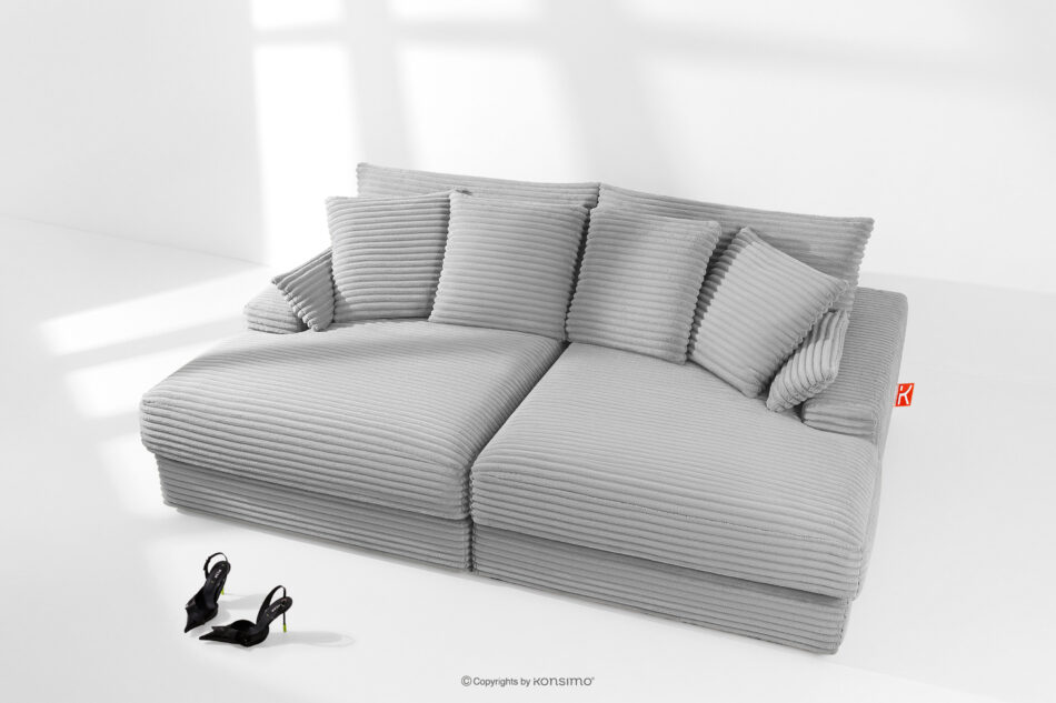 ACERA Sofa z głębokim siedziskiem trzyosobowa w tkaninie sztruks jasny szary jasny szary - zdjęcie 1