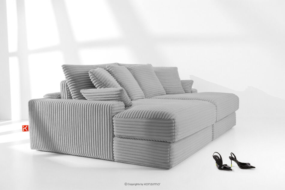 ACERA Sofa z głębokim siedziskiem trzyosobowa w tkaninie sztruks jasny szary jasny szary - zdjęcie 11