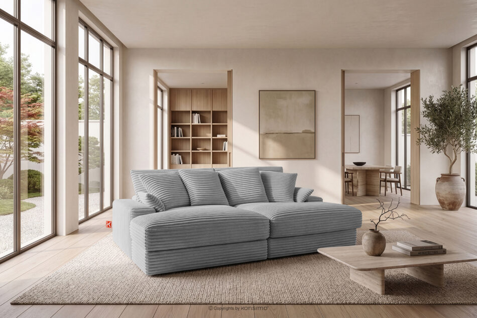 ACERA Sofa z głębokim siedziskiem trzyosobowa w tkaninie sztruks jasny szary jasny szary - zdjęcie 12