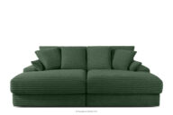 Sofa z głębokim siedziskiem trzyosobowa w tkaninie sztruks ciemny zielony